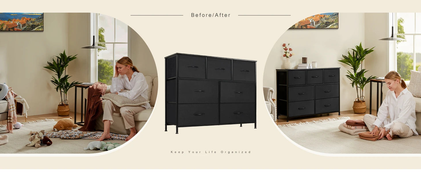 JHK 7-Drawer Fabric Bedroom Organizer