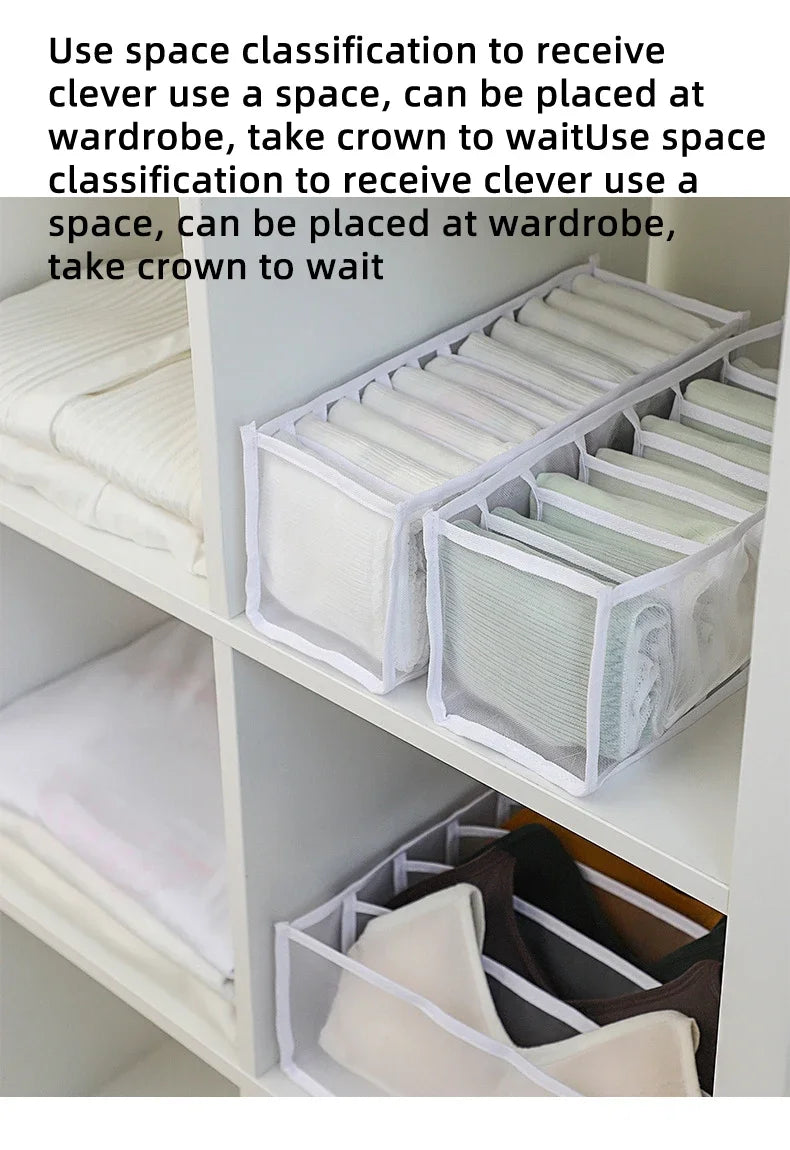 11-Grid Foldable Underwear Storage Box – Mesh Drawer Organizer