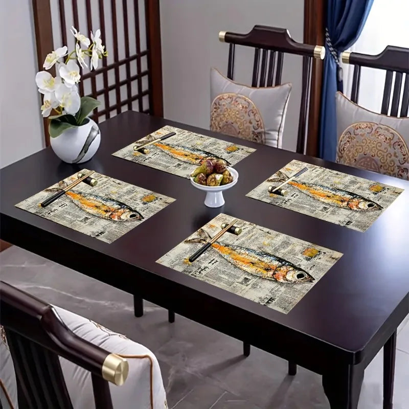 Sardine Art Placemats – Japanese Newspaper Table Mats