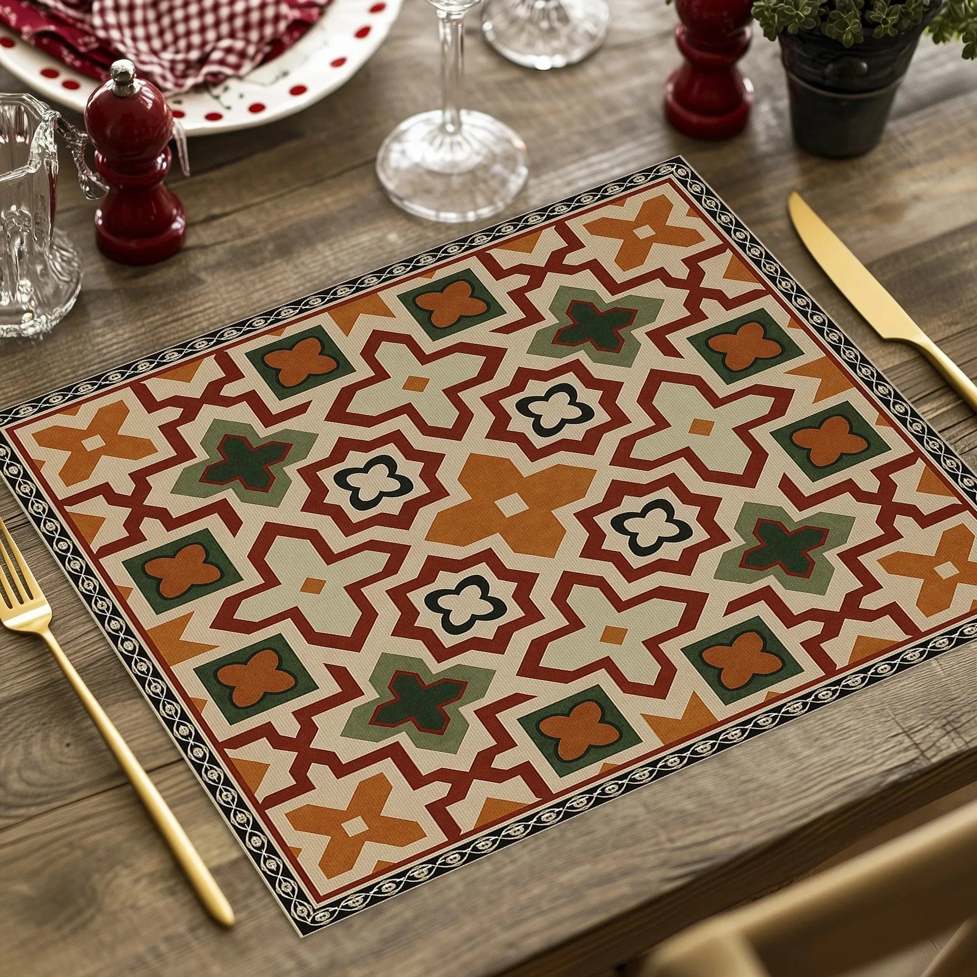 Modern Abstract Geometric Linen Placemats
