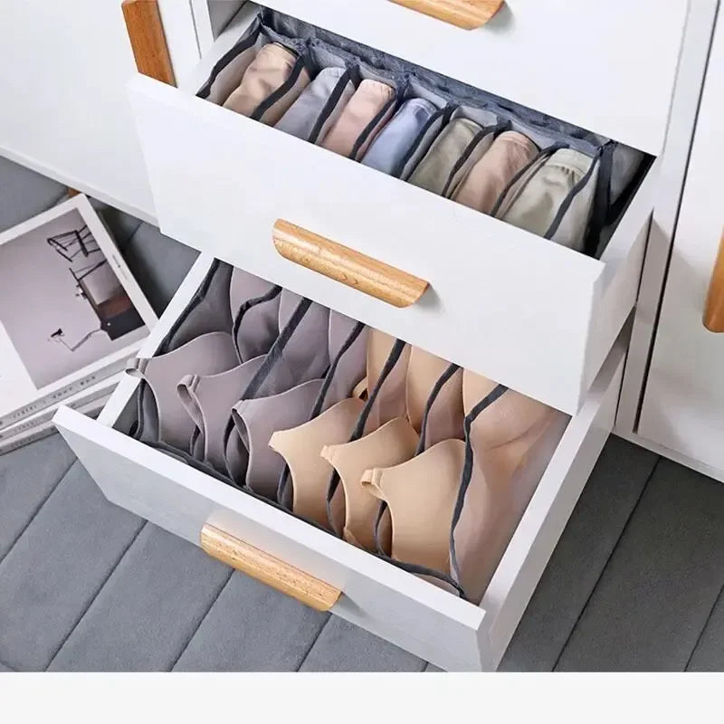 11-Grid Foldable Underwear Storage Box – Mesh Drawer Organizer