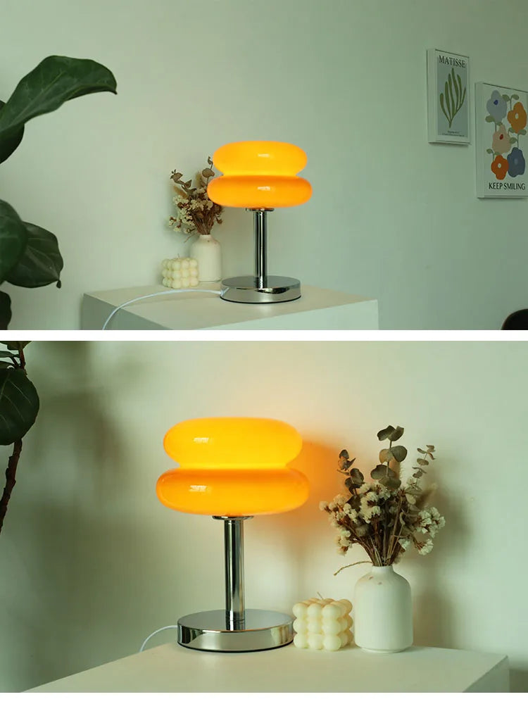 Macaron Glass Table Lamp – Trichromatic Dimming Night Light