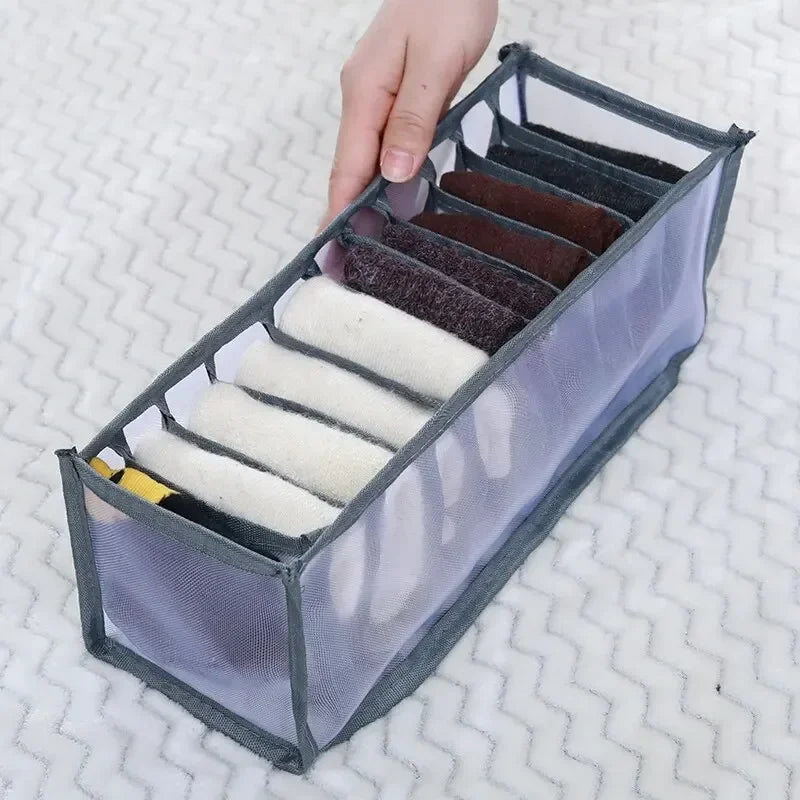 11-Grid Foldable Underwear Storage Box – Mesh Drawer Organizer