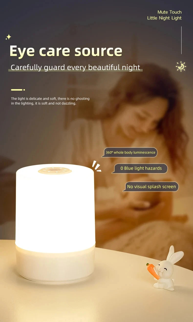 Touch Night Lamp – 3-Mode Dimmable USB Charging Bedside Lamp