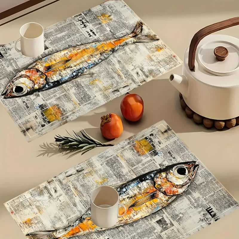 Sardine Art Placemats – Japanese Newspaper Table Mats