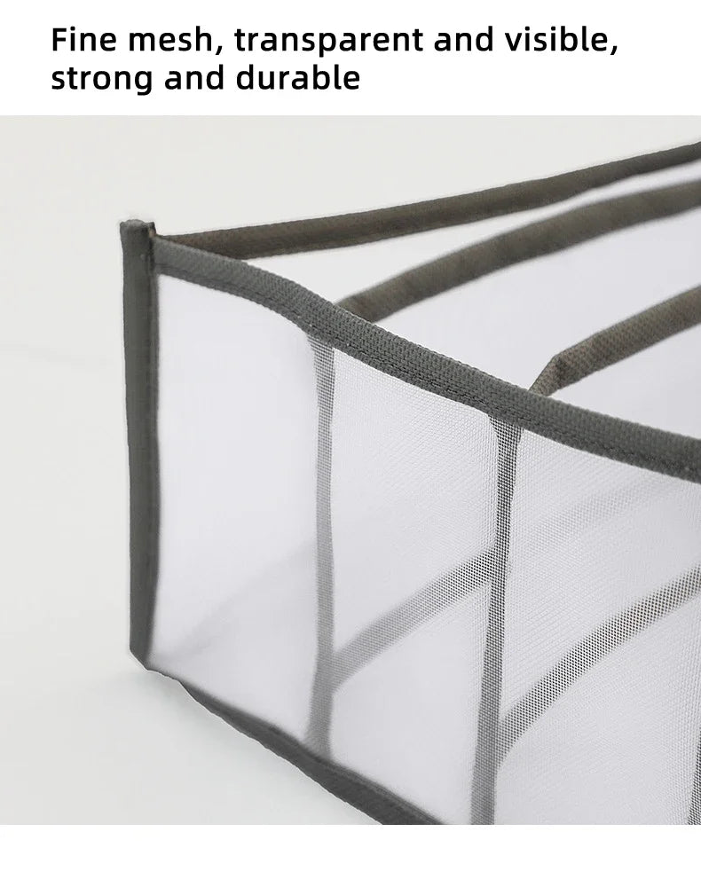 11-Grid Foldable Underwear Storage Box – Mesh Drawer Organizer