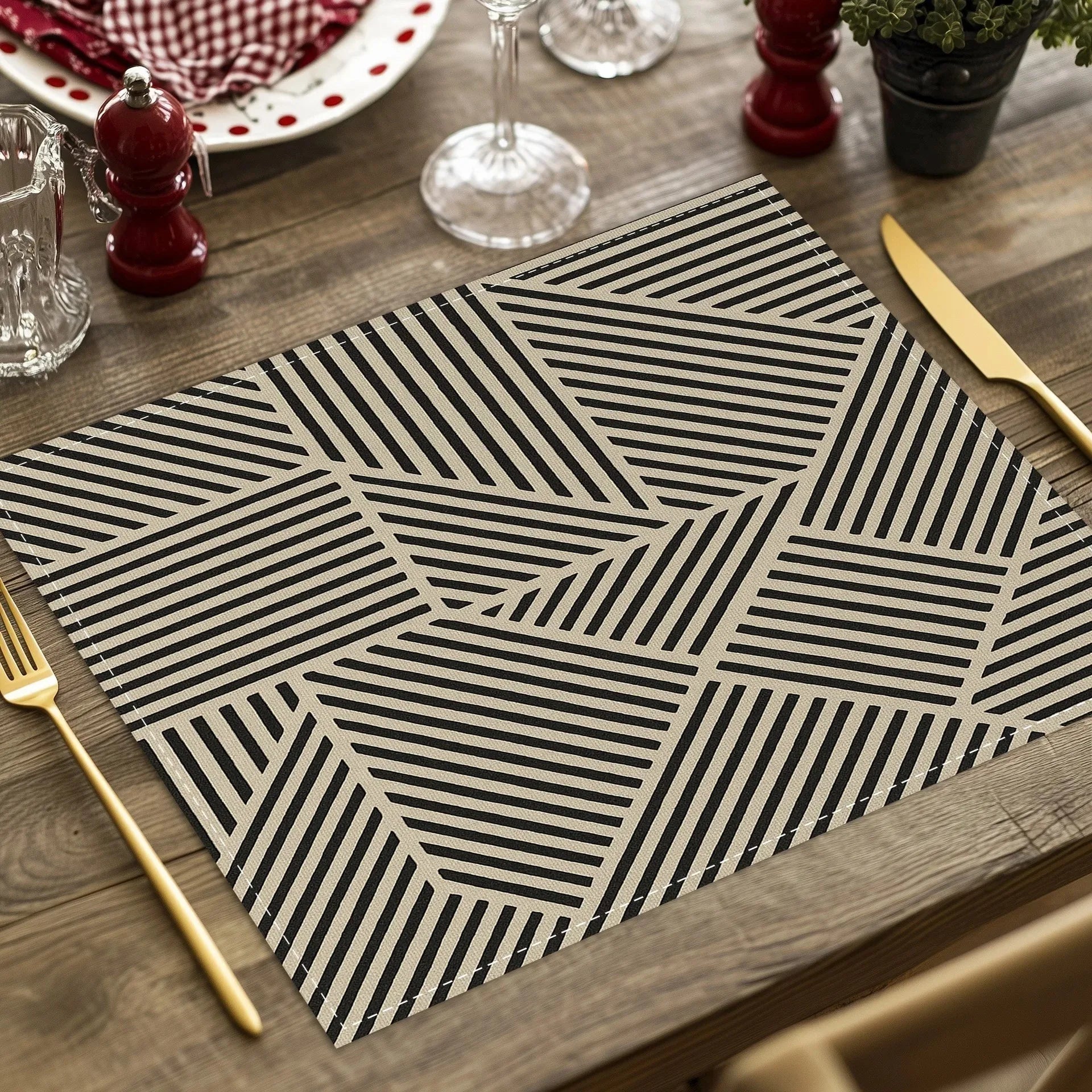 Modern Abstract Geometric Linen Placemats