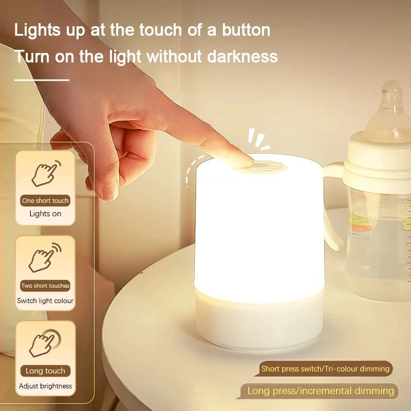 Touch Night Lamp – 3-Mode Dimmable USB Charging Bedside Lamp