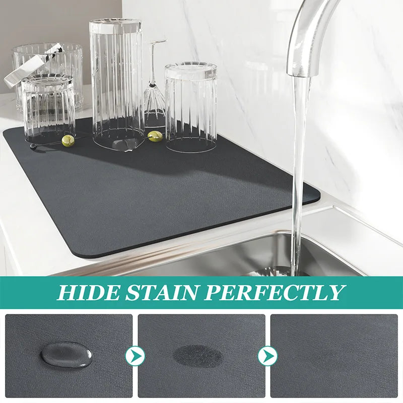 Large Super Absorbent Kitchen Mat – Quick Dry Dish & Faucet Draining Pad