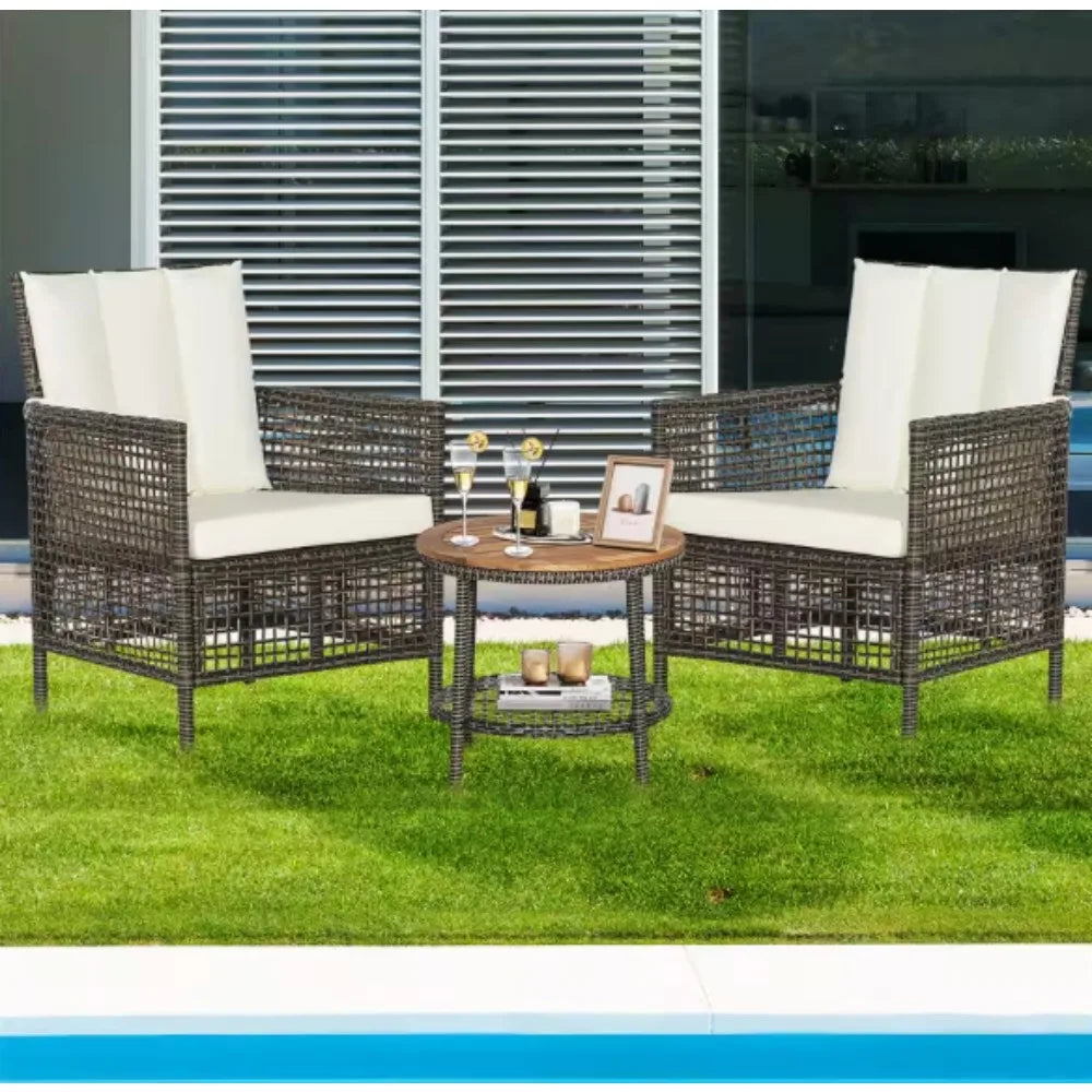 3-Piece Patio Rattan Furniture Set