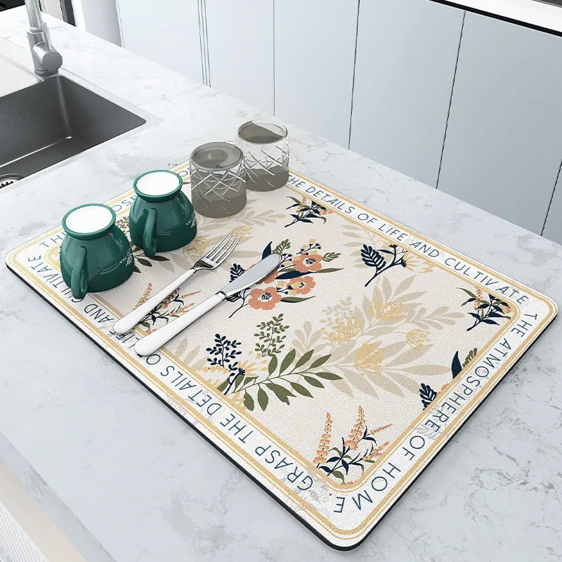 Large Super Absorbent Kitchen Mat – Quick Dry Dish & Faucet Draining Pad
