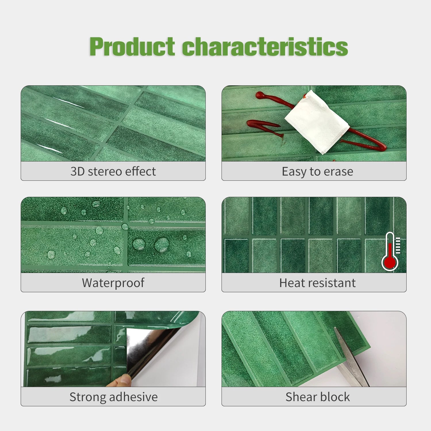 10 PCS Waterproof & Anti-Oil Peel-and-Stick Wall Tiles