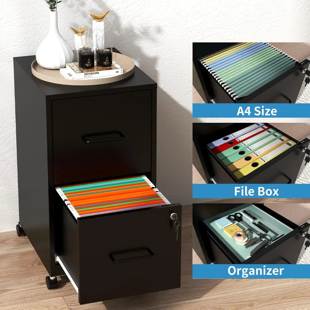 Mobile 2-Drawer File Cabinet with Lock