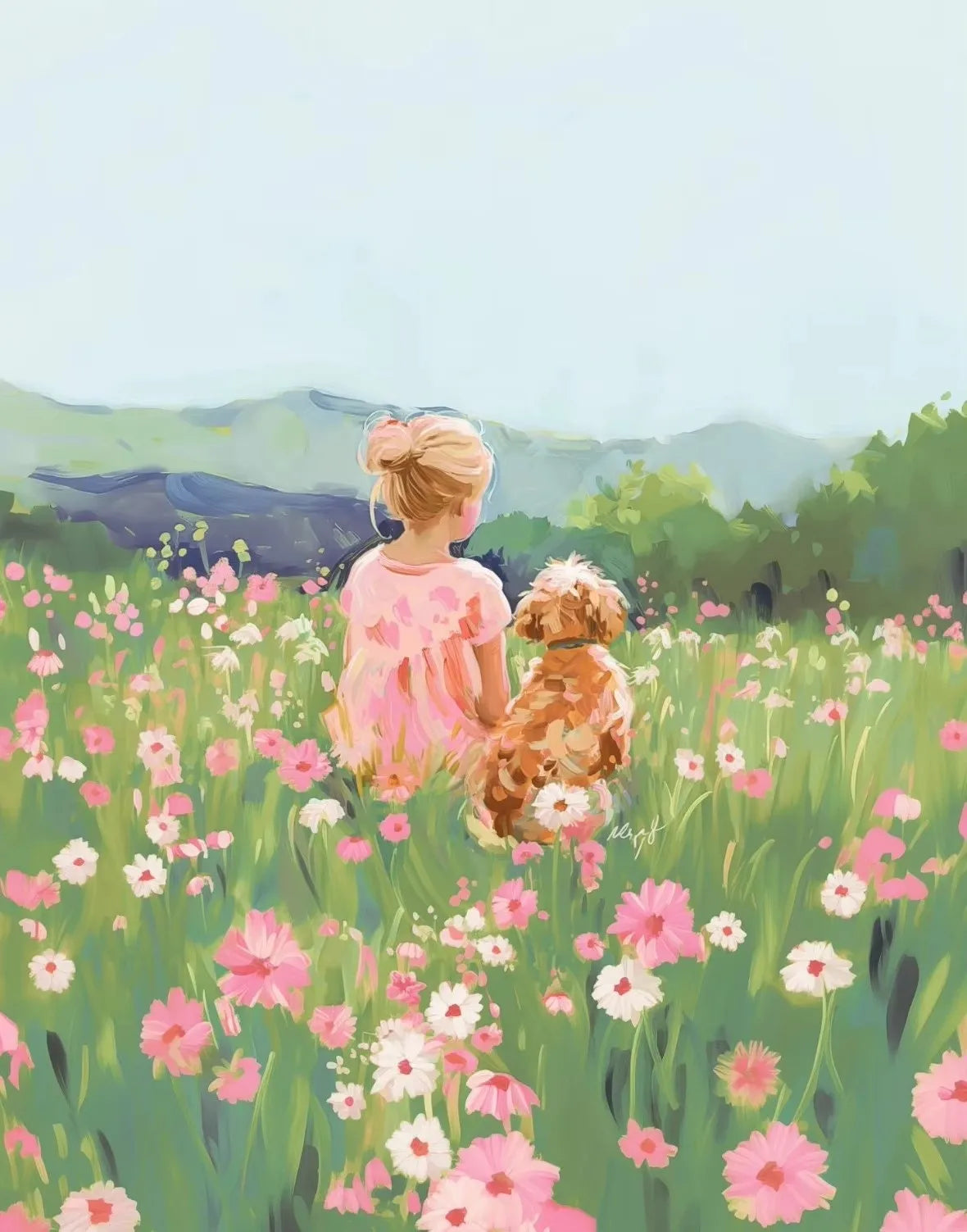 Girls & Pets Canvas Wall Art