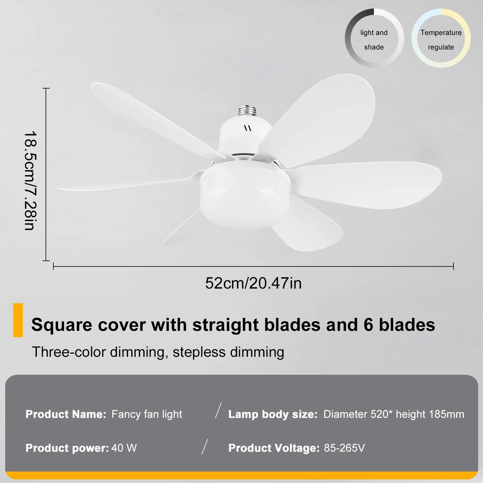 Screw-in Ceiling Fan with Light