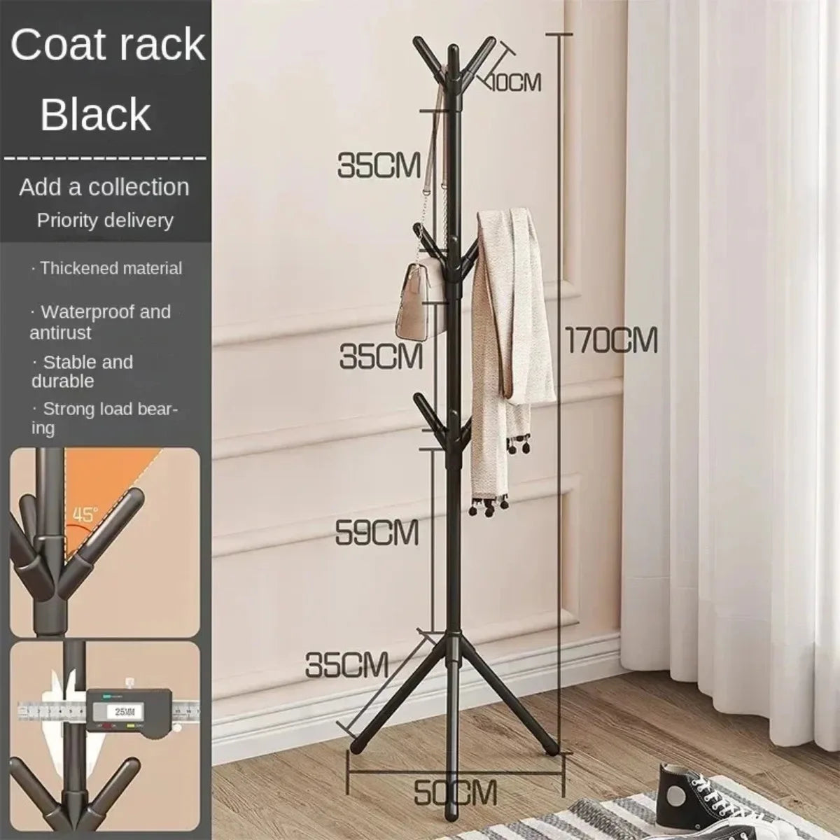Vertical Tree-Branch Clothes & Hats Rack