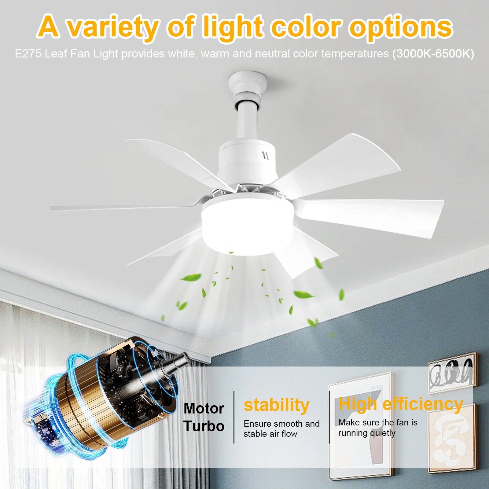 Screw-in Ceiling Fan with Light