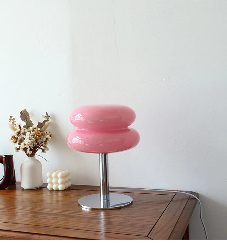 Macaron Glass Table Lamp – Trichromatic Dimming Night Light