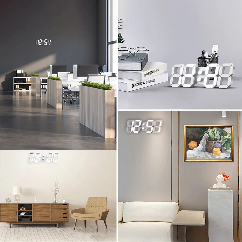 3D LED Digital Wall Clock