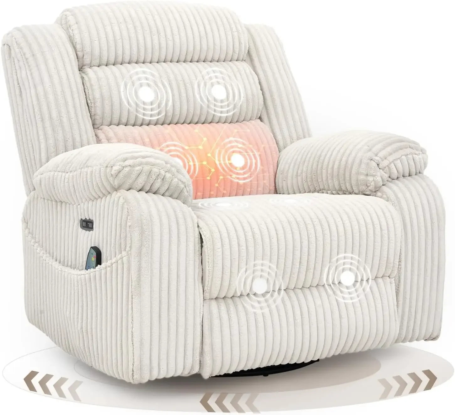 Power Swivel Rocker Recliner – Massage, Heat & USB Charging