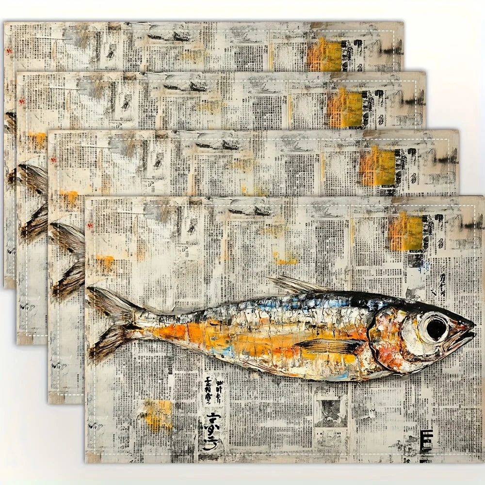 Sardine Art Placemats – Japanese Newspaper Table Mats
