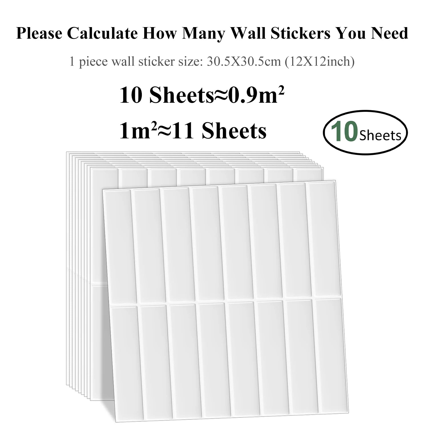 10 PCS Waterproof & Anti-Oil Peel-and-Stick Wall Tiles