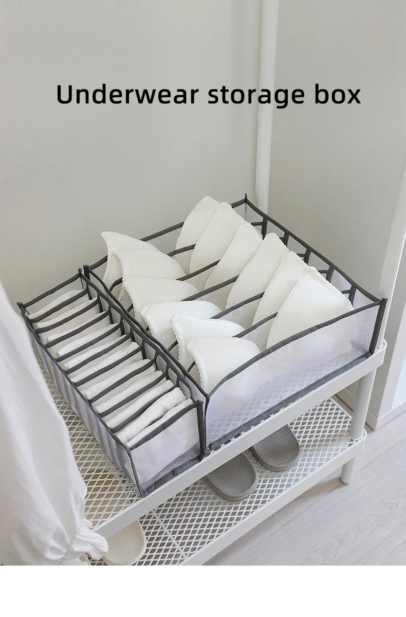 11-Grid Foldable Underwear Storage Box – Mesh Drawer Organizer