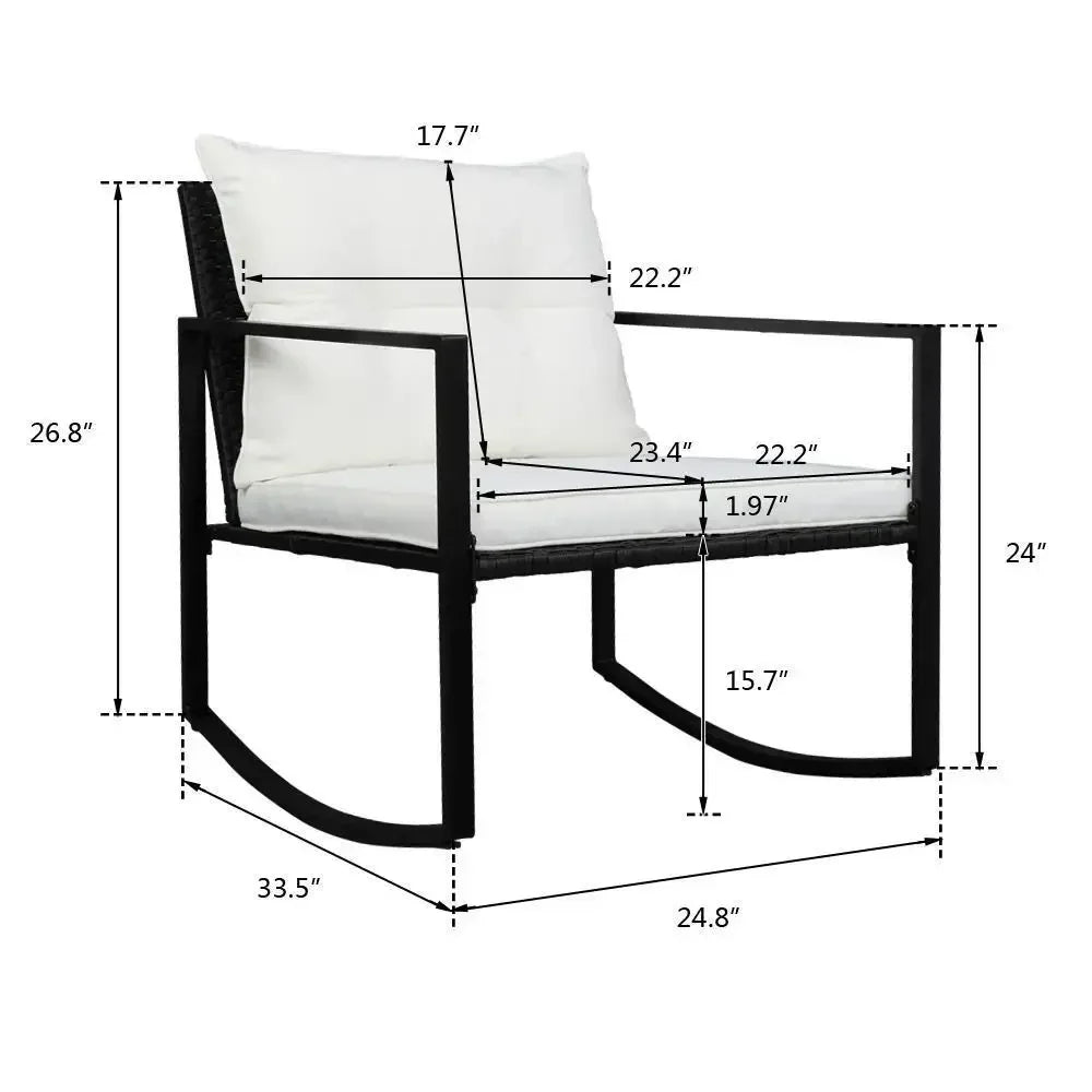 3PCS Outdoor Wicker Rocking Chair Set