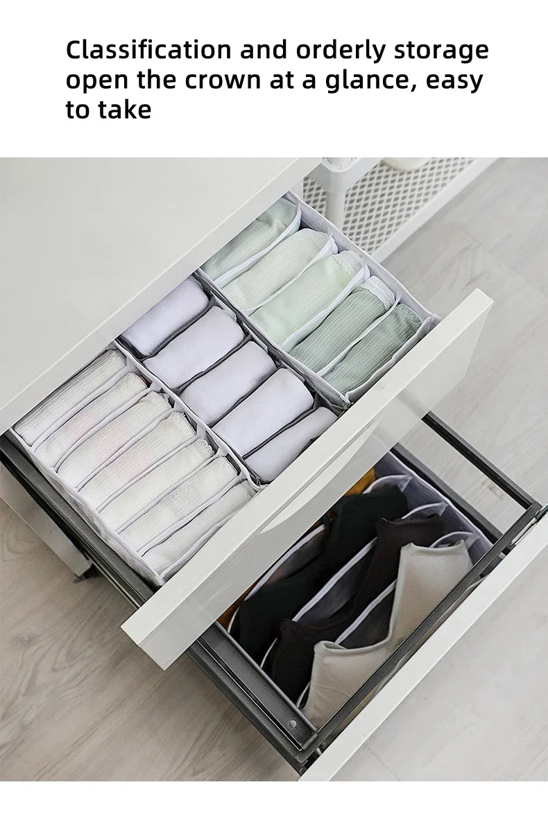 11-Grid Foldable Underwear Storage Box – Mesh Drawer Organizer