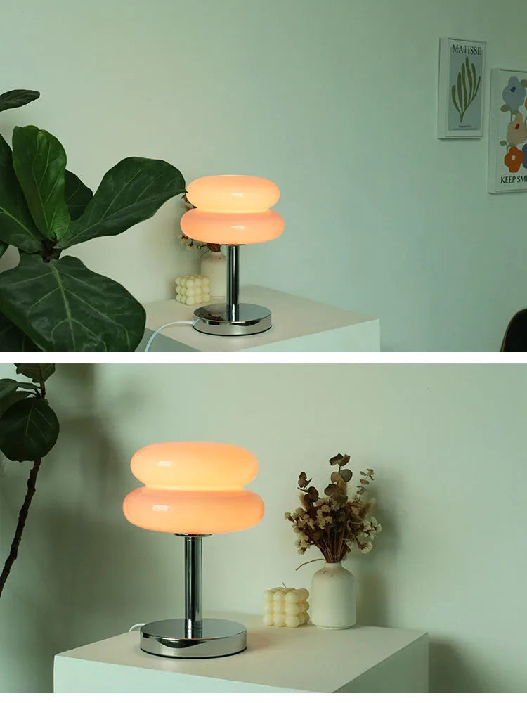 Macaron Glass Table Lamp – Trichromatic Dimming Night Light