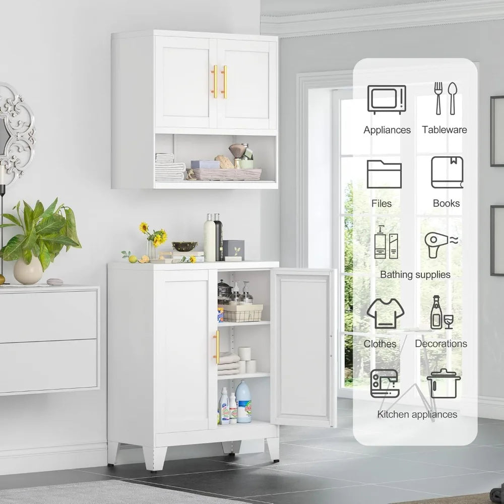 35.83" Metal Bathroom Floor Cabinet