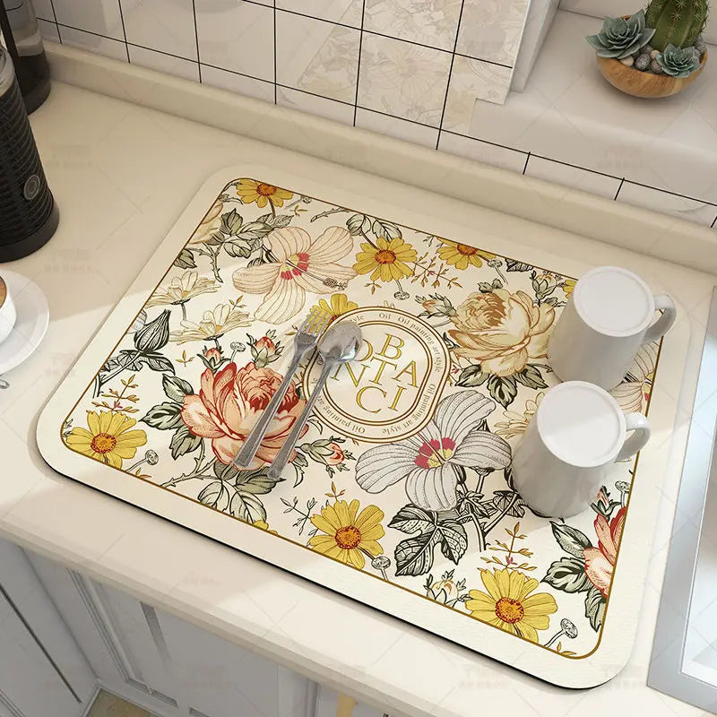 Large Super Absorbent Kitchen Mat – Quick Dry Dish & Faucet Draining Pad