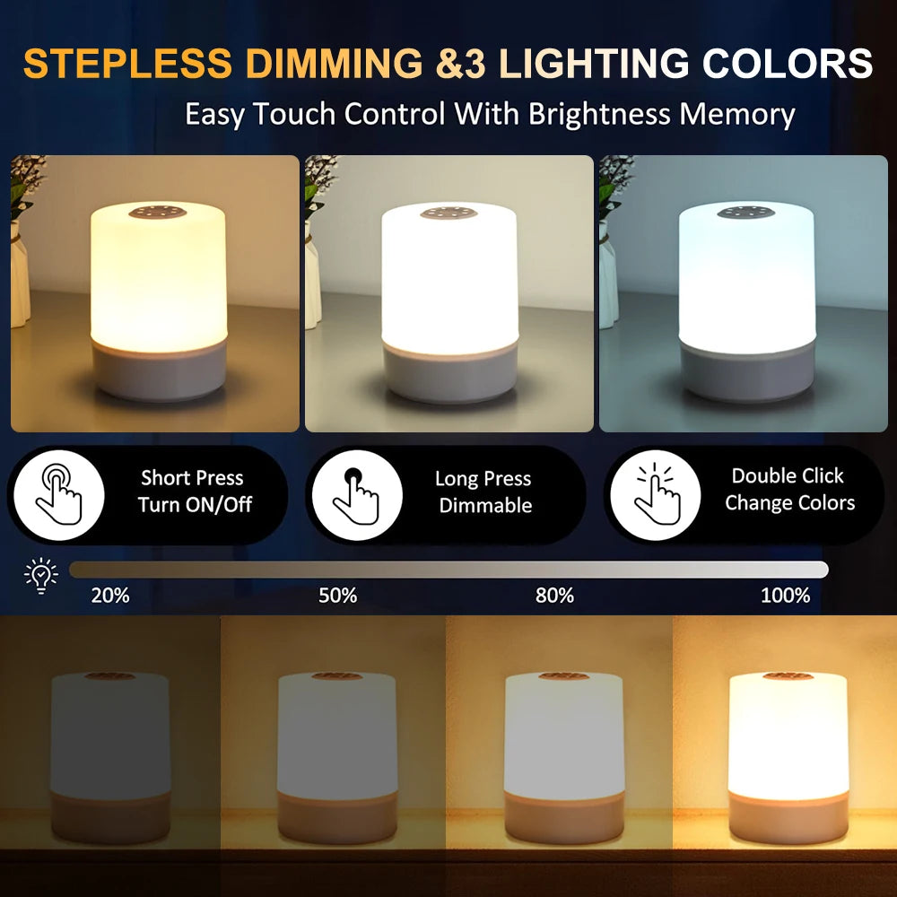 Touch Night Lamp – 3-Mode Dimmable USB Charging Bedside Lamp
