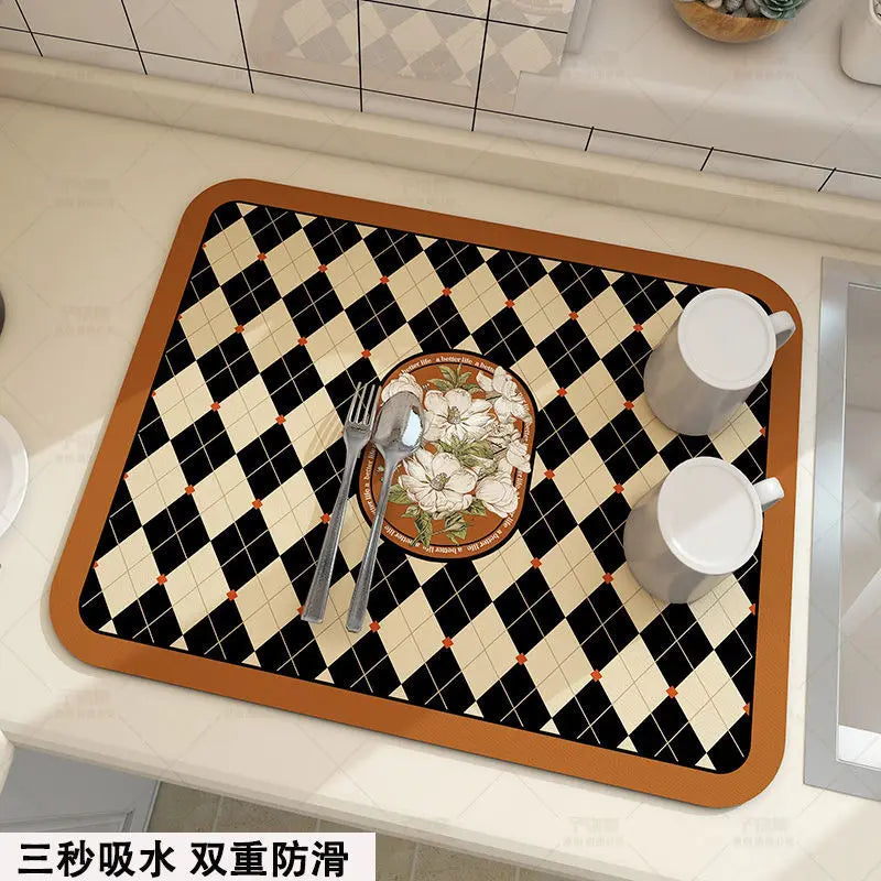 Large Super Absorbent Kitchen Mat – Quick Dry Dish & Faucet Draining Pad