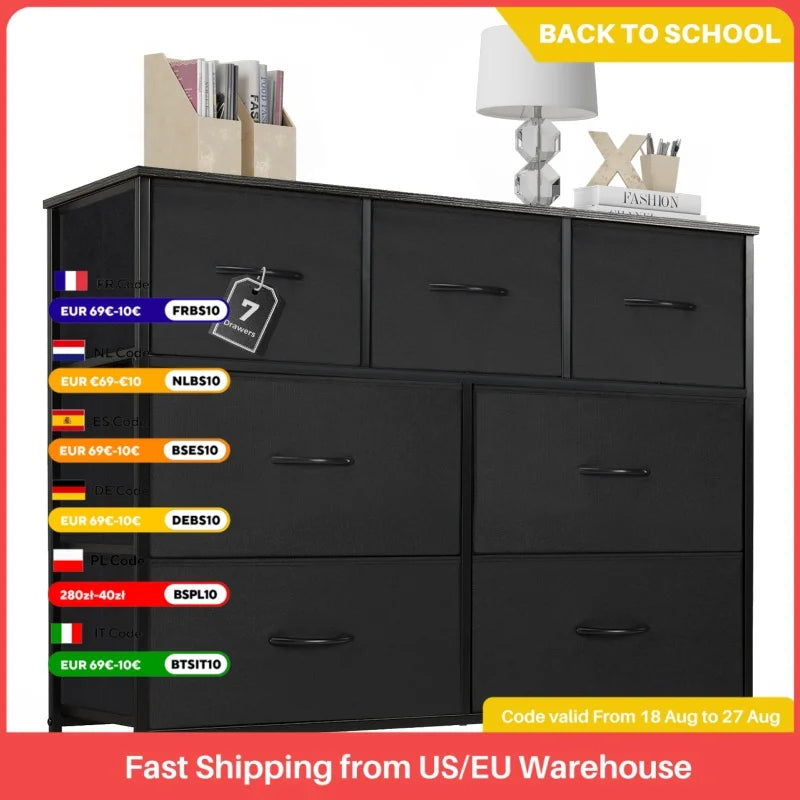 JHK 7-Drawer Fabric Bedroom Organizer