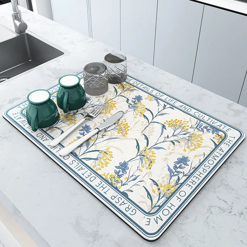 Large Super Absorbent Kitchen Mat – Quick Dry Dish & Faucet Draining Pad