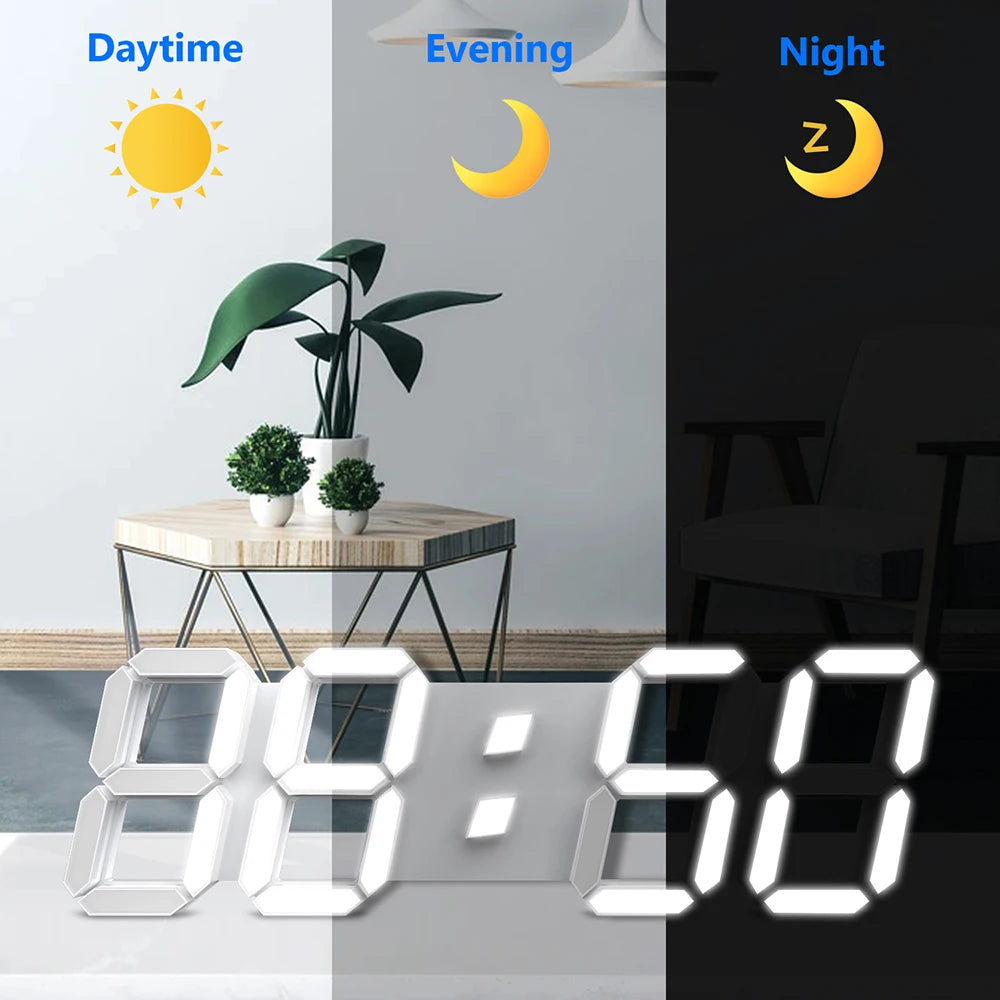 3D LED Digital Wall Clock