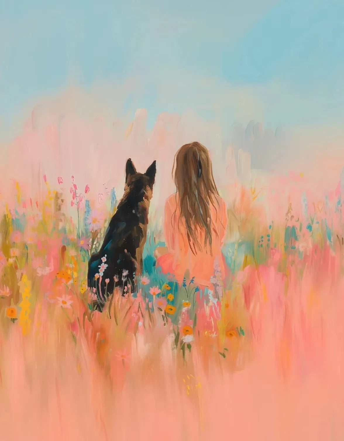 Girls & Pets Canvas Wall Art