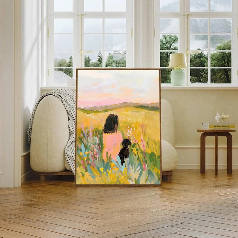 Girls & Pets Canvas Wall Art