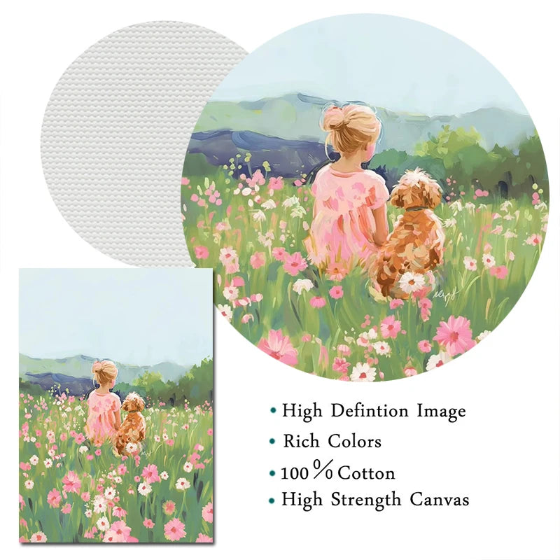 Girls & Pets Canvas Wall Art