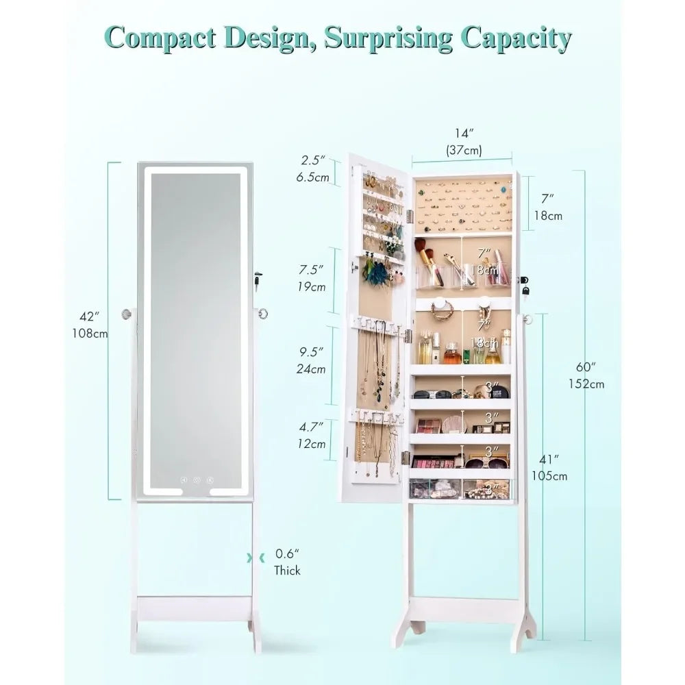 LED Mirror Jewelry Cabinet