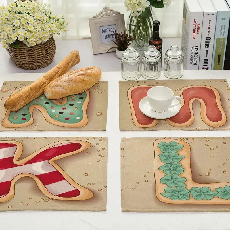 Letter Pattern Cotton Linen Placemats