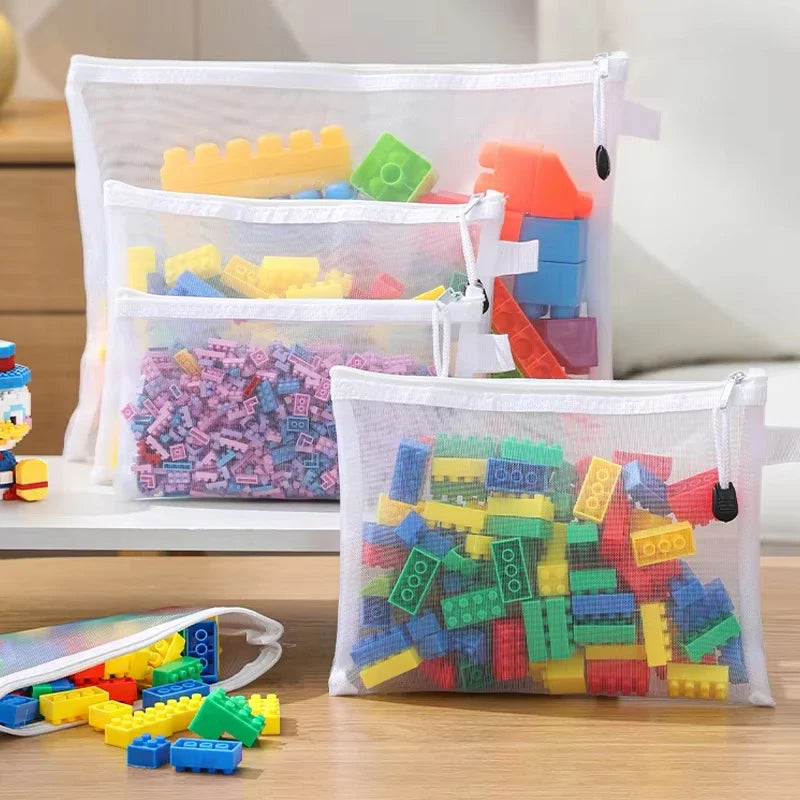 Transparent Zipper Mesh Storage Bag