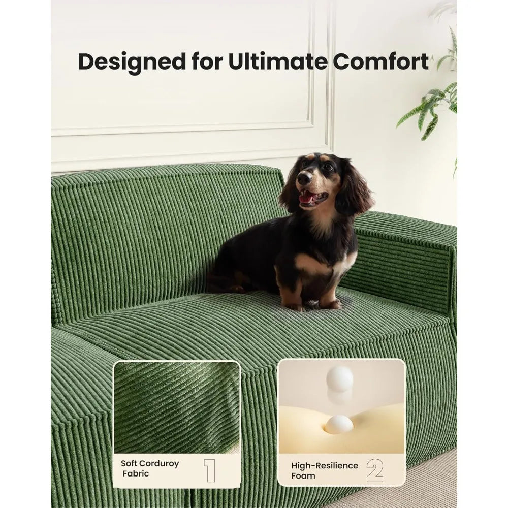 80" L-Shape Corduroy Sectional Sofa with Chaise