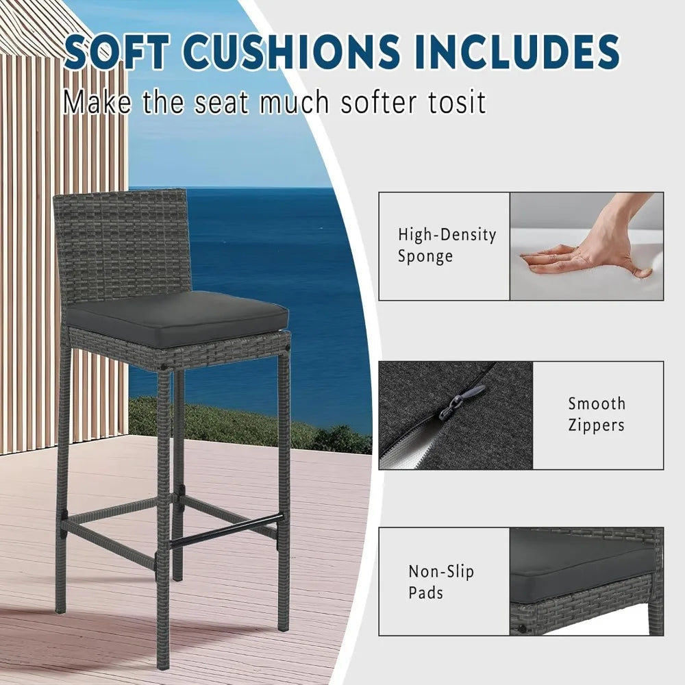 5-Piece Rattan Patio Bar Set