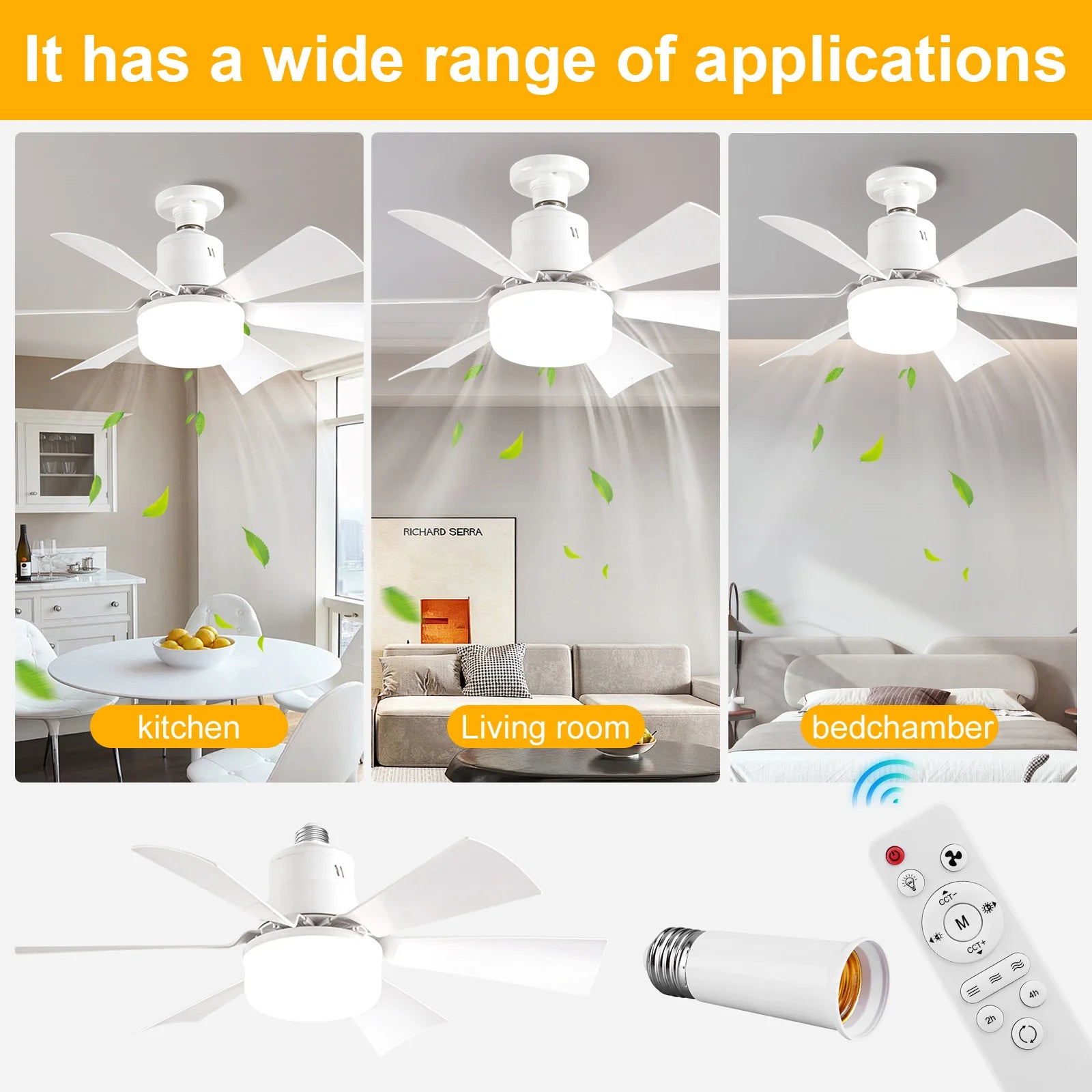Screw-in Ceiling Fan with Light