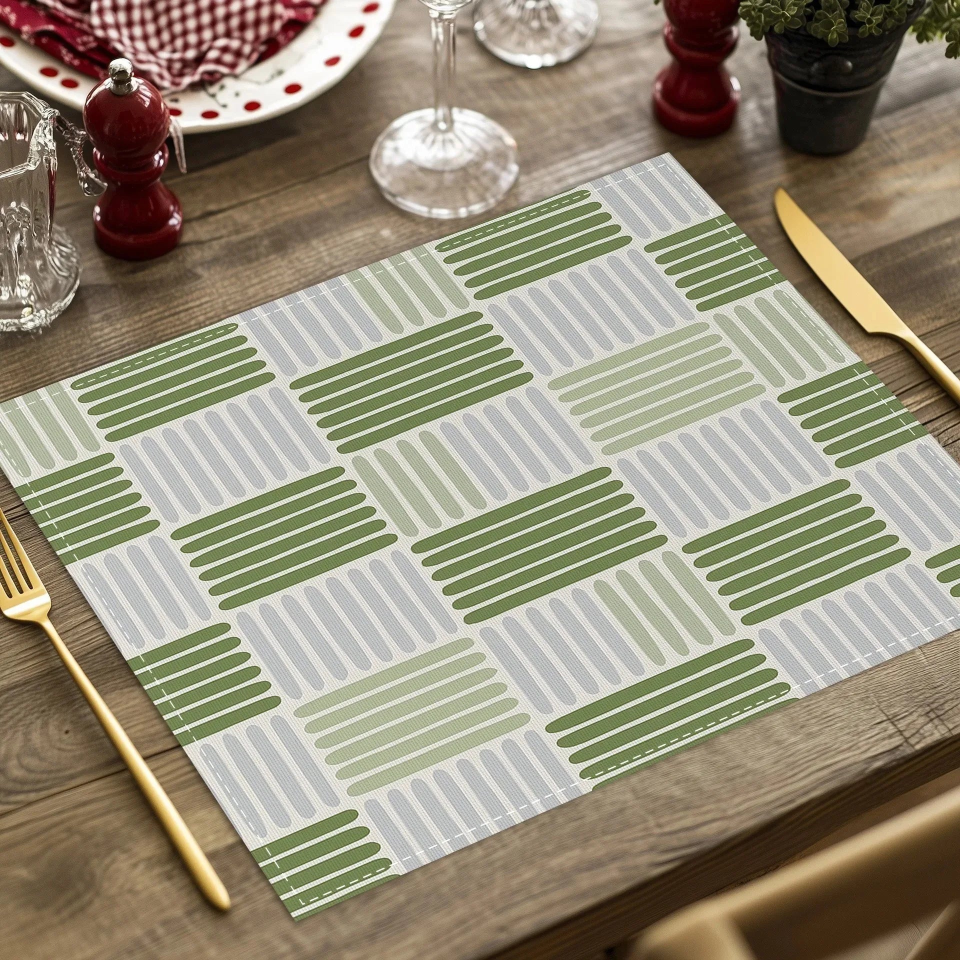 Modern Abstract Geometric Linen Placemats