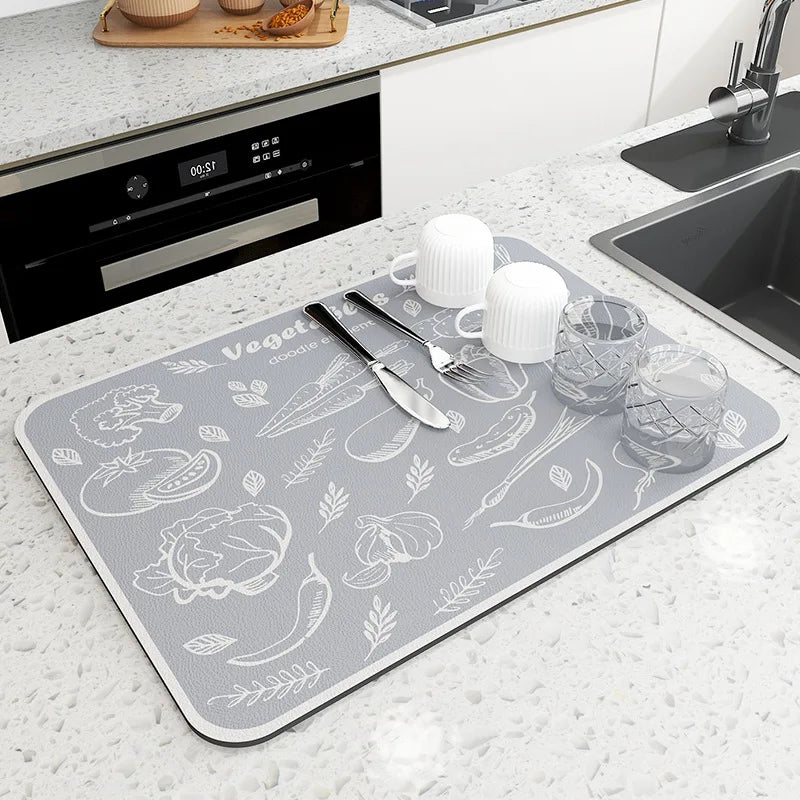 Large Super Absorbent Kitchen Mat – Quick Dry Dish & Faucet Draining Pad