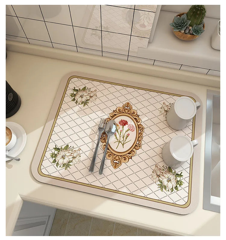 Large Super Absorbent Kitchen Mat – Quick Dry Dish & Faucet Draining Pad