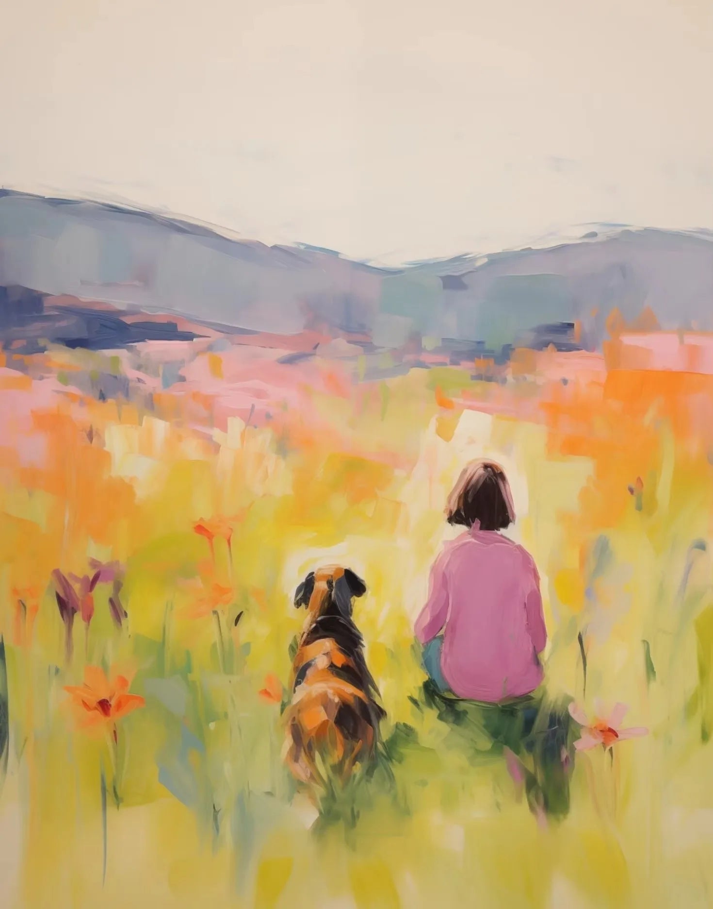 Girls & Pets Canvas Wall Art